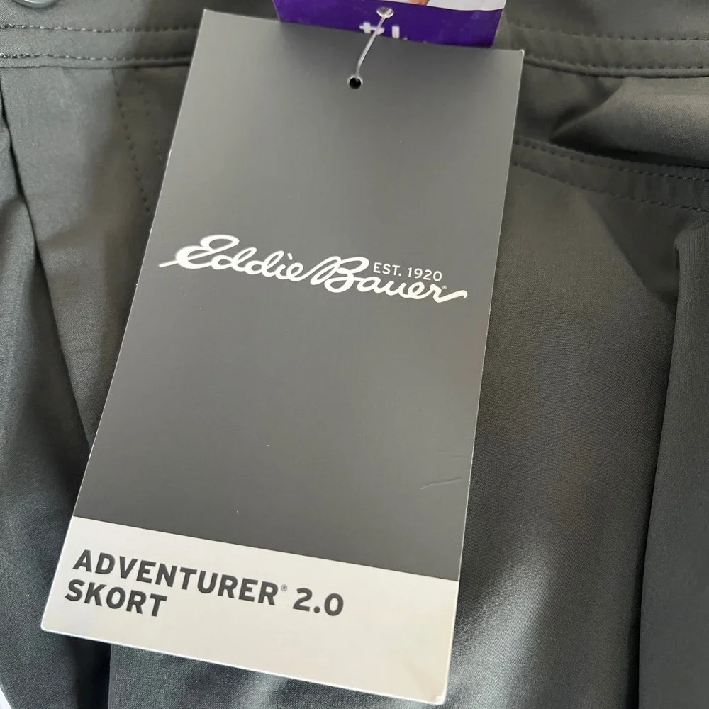 Eddie Bauer Adventurer 2.0 Skort Womens 14 Gray Hiking Outdoor Stretch UPF 50+